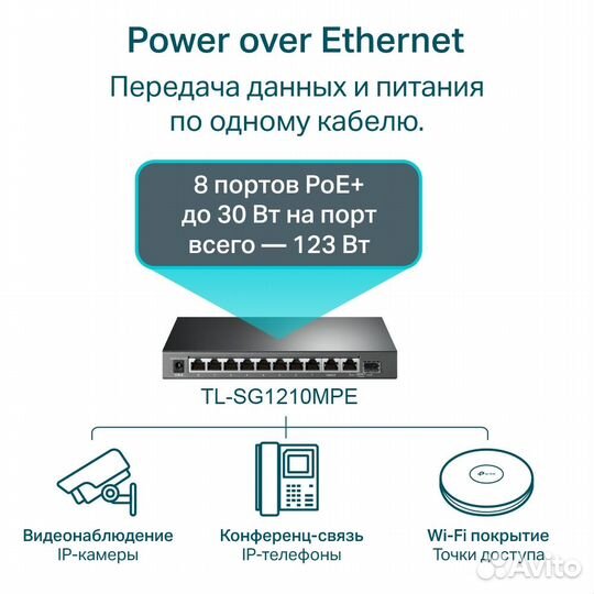 POE+ Коммутатор EasySmart TL-SG1210MPE 10Gb портов