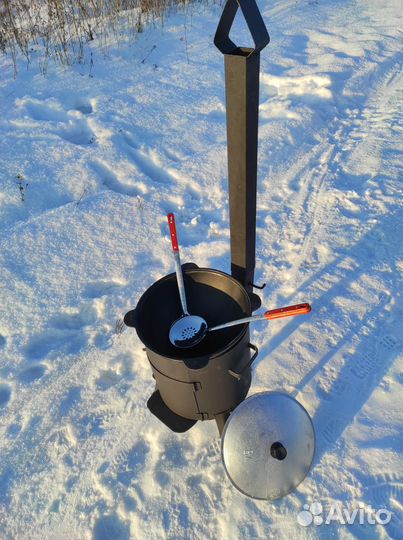 Узбекский Чугунный казан 12л + Печь с трубой