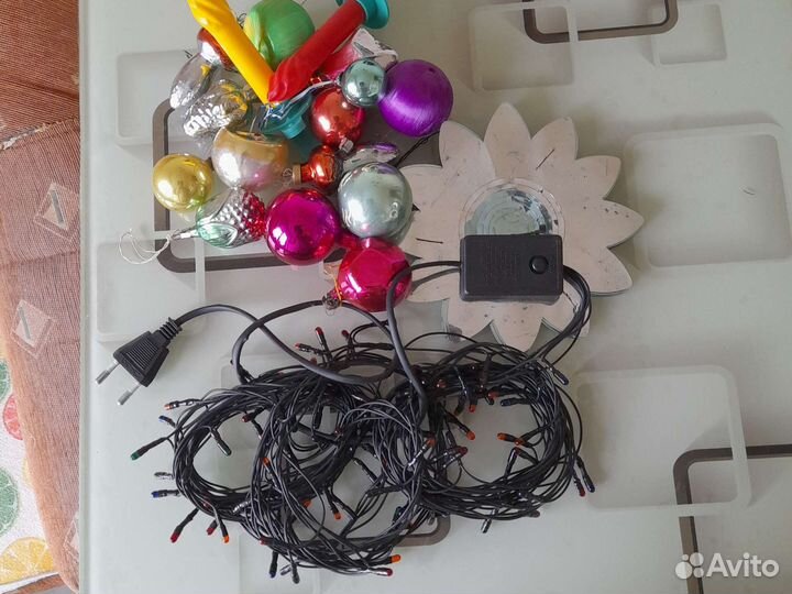 Елочная гирлянда и игрушки СССР