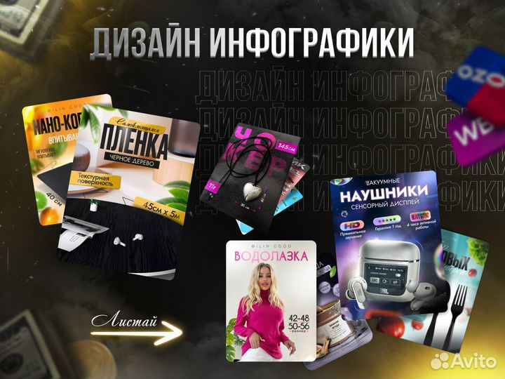 Дизайнер авито, инфографики, вк, баннеров, превью