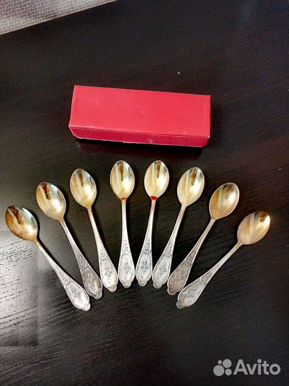 Ложки чайные мельхиоровые с позолотой