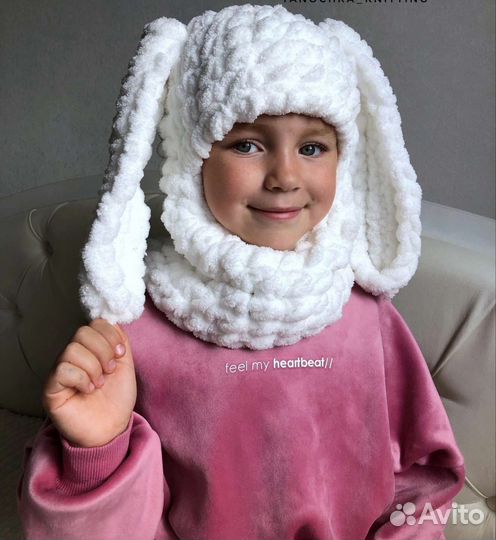 Шапка балаклава вязаная с ушками