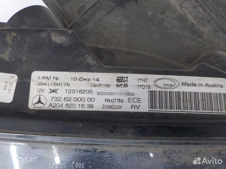 Фара правая на Mercedes-Benz GLK-Klasse X204