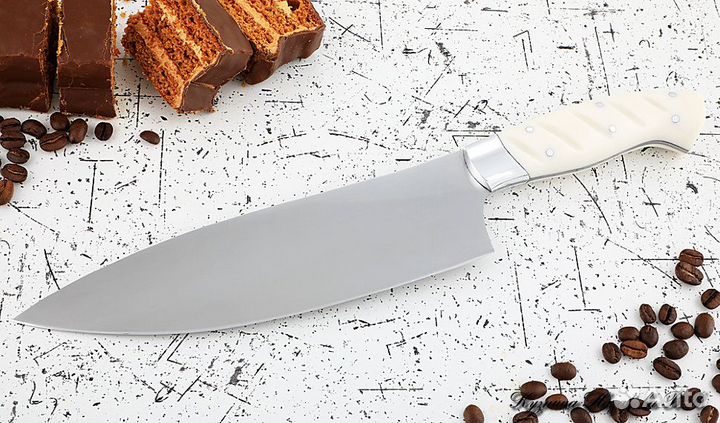 Кухонный нож № 13 сталь 95Х18 рукоять акрил белый