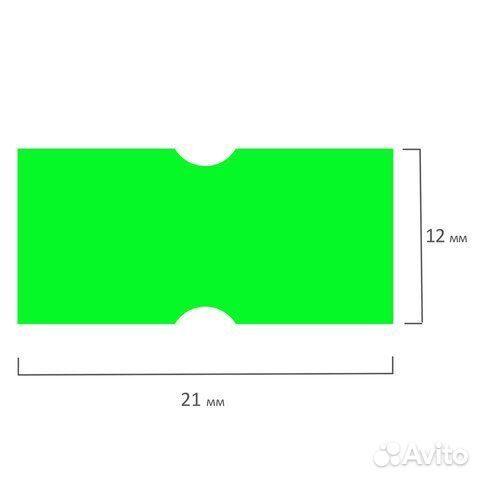 Этикет-лента 21х12 мм, прямоугольная, зеленая, ком