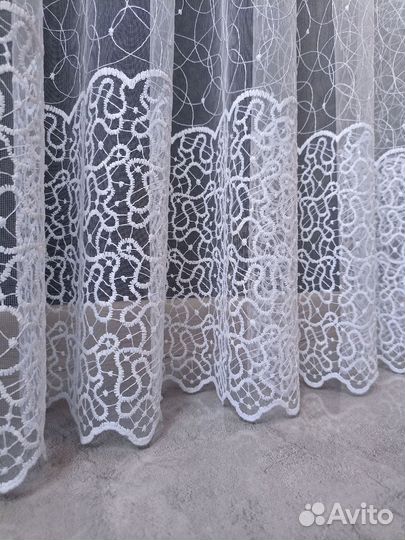 Тюль новый, паутинка с вышивкой готовый