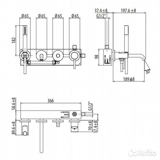 Смеситель для ванны Gattoni Circle Two 9105/91C0