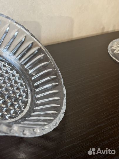 Мельхиоровая хрустальная конфетница с ручкой