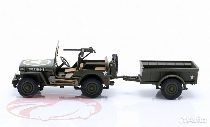 1/43 Jeep Willys MB US Army с прицепом