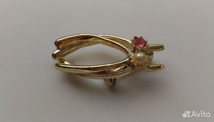 Винтаж: Брошь «Куриная косточка, на удачу». США