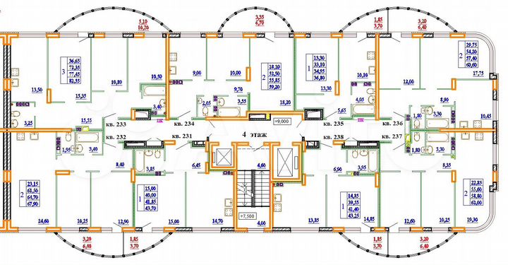 2-к. квартира, 59,4 м², 2/11 эт.