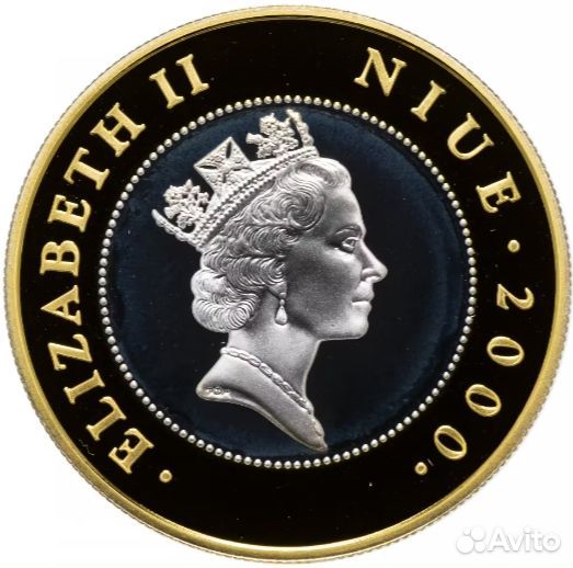 Ниуэ 5долл. 2000 100-е Королевы-матери Ag+Au Proof