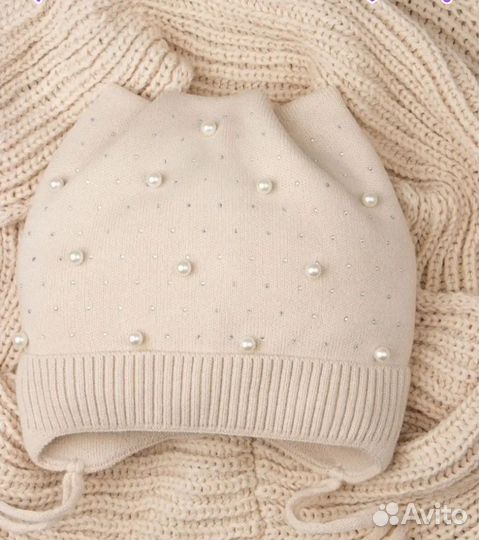 Комплект шапка и снуд для девочки весна, осень