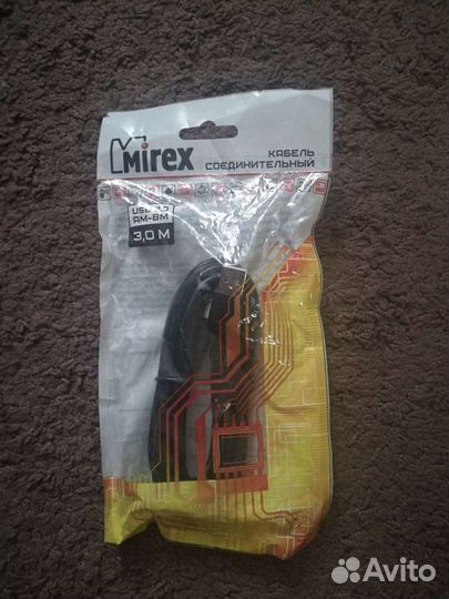 Кабель USB2.0 USB A(m) - USB B(m), 3м, черный