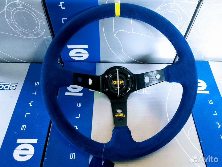 Спортивный руль OMP замша обод синий