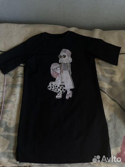 Платье футболка xs, черное