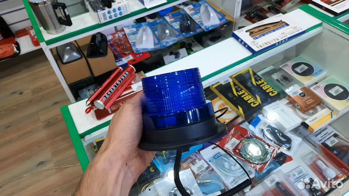 Мигалка проблесковый маяк синяя малая LED