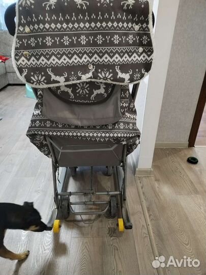 Детские санки коляска с колесами