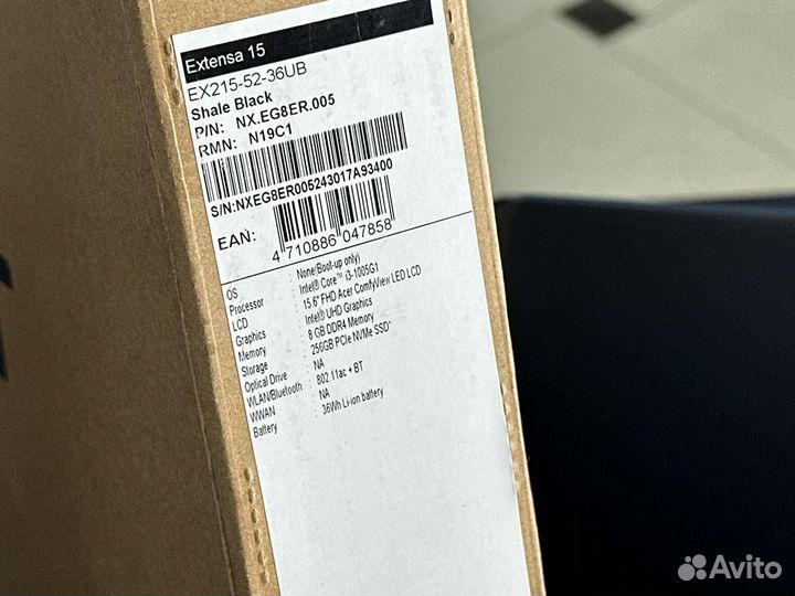 Ноутбук новый acer i3-1005g1 8gb озу full hd