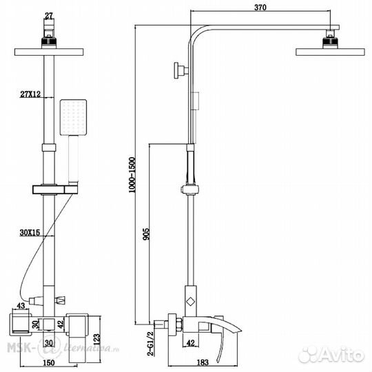 Душевая система с тропическим душем