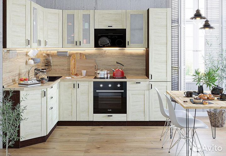 Кухонный гарнитур угловой Лофт-04 Nordic Oak, Grap