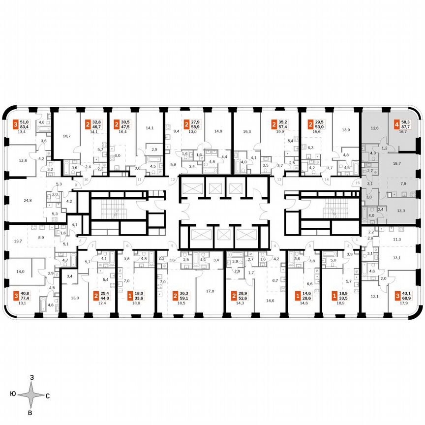 3-к. квартира, 87,7 м², 26/49 эт.