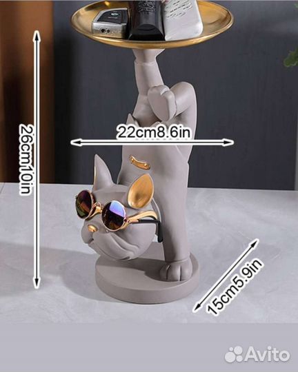 Фигурка интертерная собака бульдог ваза подставка