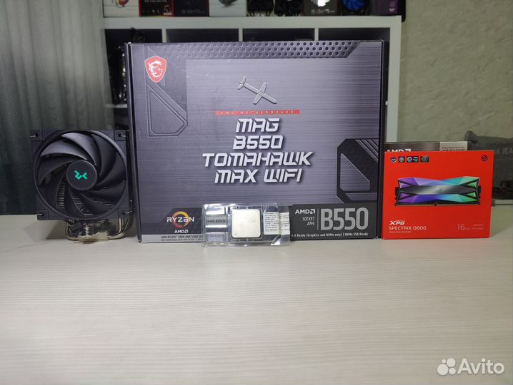 Комплект Ryzen 7 5800x3d+b550 wifi+32gb ddr4+кулер