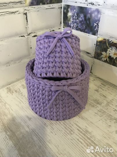 Корзина из трикотажной пряжи