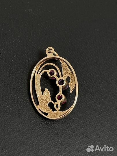 Золотая подвеска с корундами 583 проба