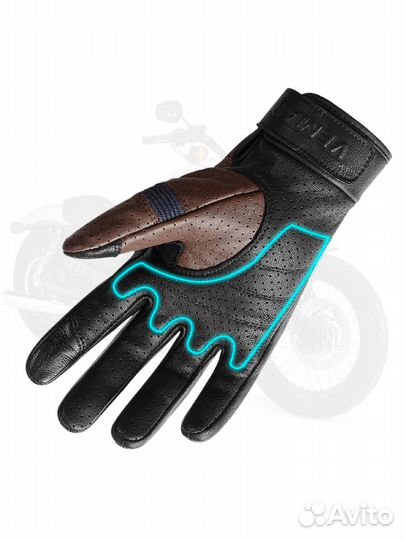 Мотоперчатки кожаные перфорация