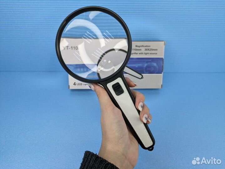 Лупа 2в1 с подсветкой 30*25мм 10*110мм