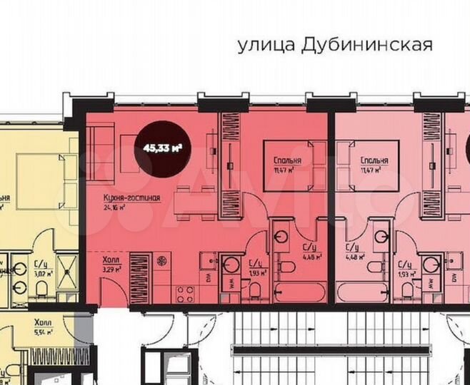 2-к. квартира, 46 м², 28/46 эт.