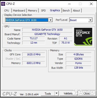 Gigabyte GeForce GTX 1650 D6 OC Low Profile 4G