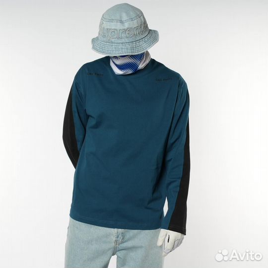 Лонгслив CavEmpt синий с плащёвыми вставками