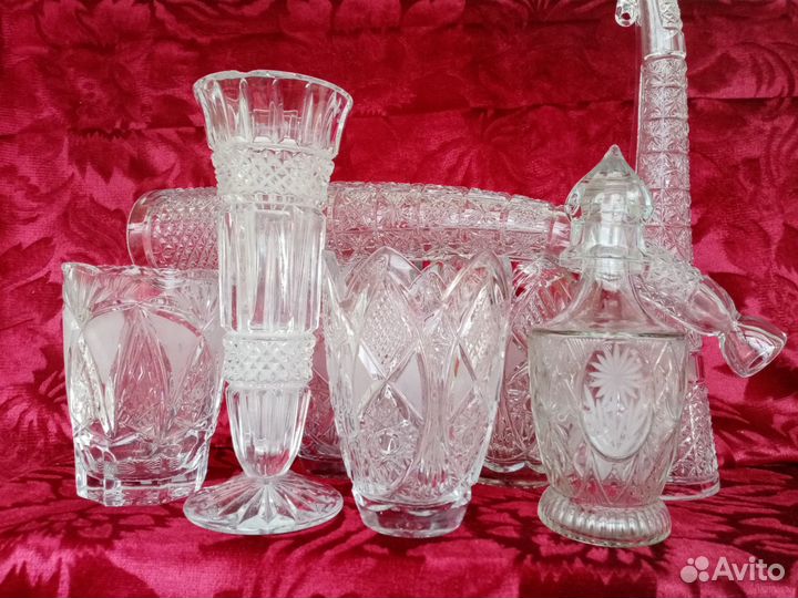 Хрусталь СССР, графин, ваза, салатник