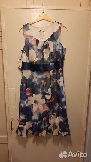 Платье без рукава (цветочный декор, шифон, р.46)