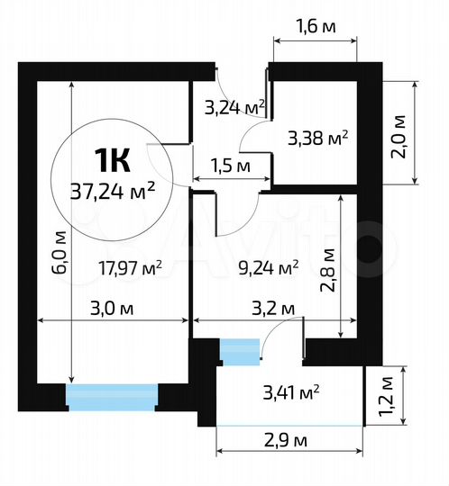 1-к. квартира, 35,5 м², 1/10 эт.
