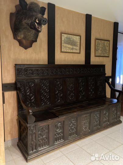 Антикварная скамья/диван/прихожая, готика