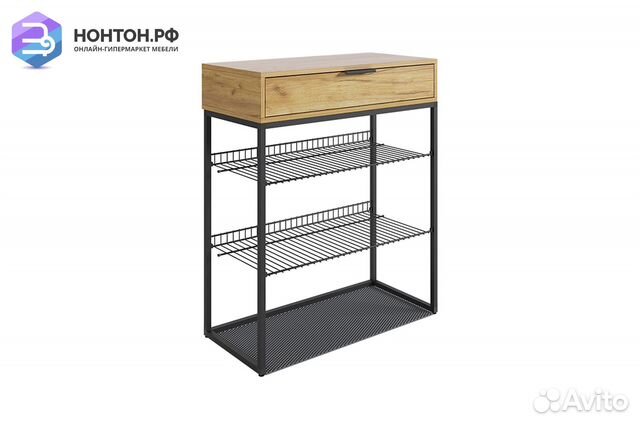 Обувница Краш черный муар / дуб крафт золотой