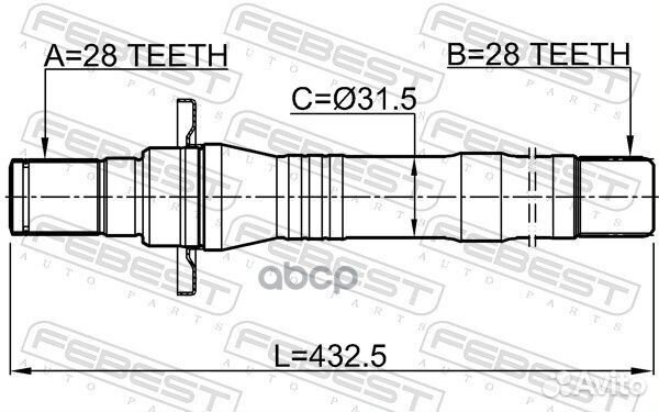 Полуось правая 28X432.5X28 hyundai santa FE 06