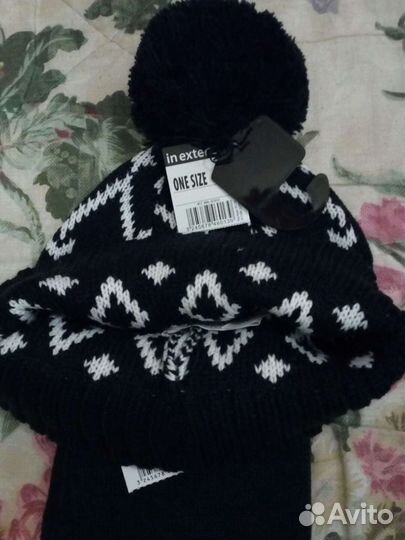 Шапка+шарф+перчатки новые