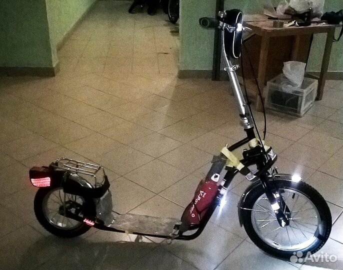 Взрослый складной самокат с вело-колесами 16 и 12