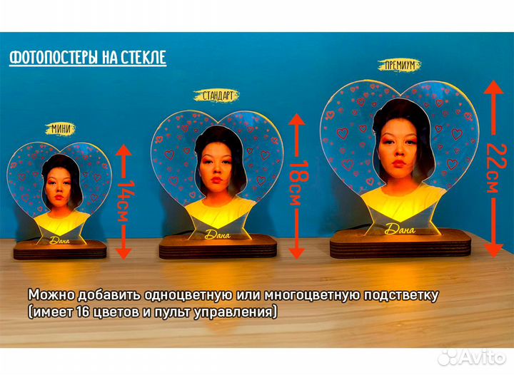 Постер рамка на стекле с фото (размеры) art097