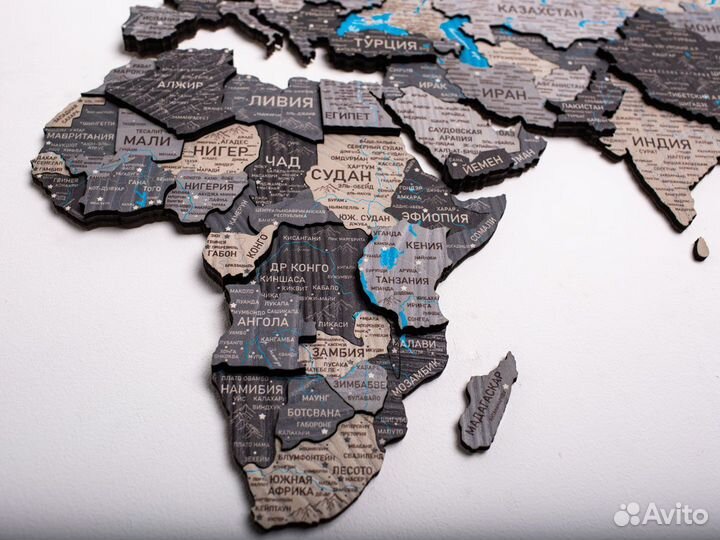 Деревянная карта мира 3D настенная, Ставрополь