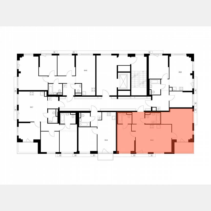 2-к. квартира, 64,8 м², 6/7 эт.