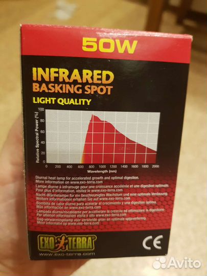 Инфракрасная лампа для краснухой черепахи 50вт