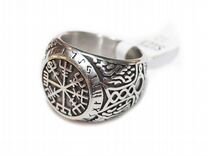 Печатка кольцо перстень Компас Викингов с рунами
