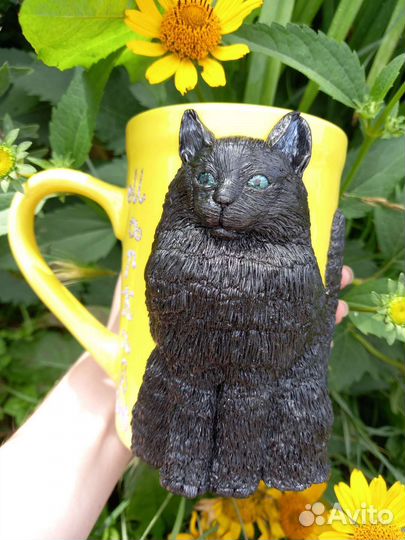 Кружка с котиком в наличии и на заказ,из пол.глины