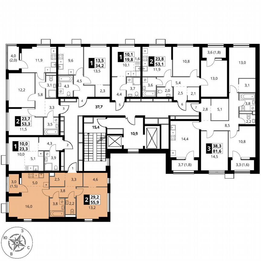 1-к. квартира, 55,9 м², 13/18 эт.